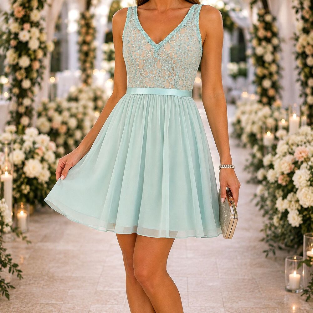 Mori Lee Mint Lace Romantic Ethereal Cottagecore Garden Party Dress Sz 8